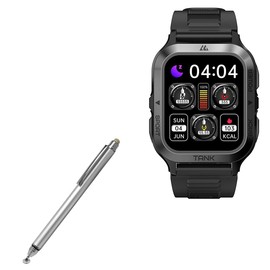 BoxWave Stylus Pen Compatible with KOSPET Smart Watch M2 (1.85 in) - DualTip Capacitive Stylus, Fiber Tip Disc Tip Capacitive Stylus Pen - Metallic Silver