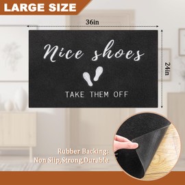 MWAZZLL Large Welcome Door Mat Outdoor Indoor Non Slip Nice Shoes Doormat 36"x24" Low-Profile Front Door Mats for Entrance,Patio,High Traffic Areas Black