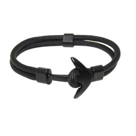 Jeannieparnell 114 - Mans/Mens Black Bracelet Modern Design 4mm Paracord with Anchor Design Clasp