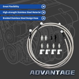 Assembroverse 70 Inch Flexible SS Braided Transmission Cooling Hose Kit Compatible with 700R4 4L60E 4L80E TR6060 AOD 4R70W 4R100 with 6AN to 1/4 NPT & 3/8 NPT Adapters