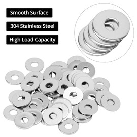 QWORK® 50PCS M6 x 18mm Washers, 304 Stainless Steel Flat Repair Washer, for Screws & Bolts