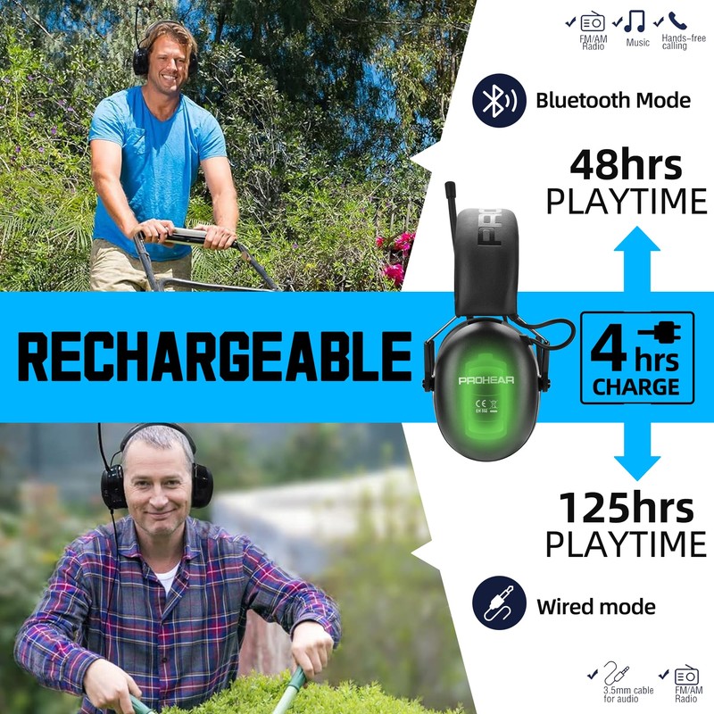 PROHEAR 033 Upgraded Bluetooth 5.4 Hearing Protection Headphones with FM/AM