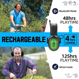 PROHEAR 033 Upgraded Bluetooth 5.4 Hearing Protection Headphones with FM/AM Radio, OSHA-Compliant 25dB NRR Safety Earmuffs, Rechargeable 48H Playtime for Mowing, Workshops and Snowblowing – Black