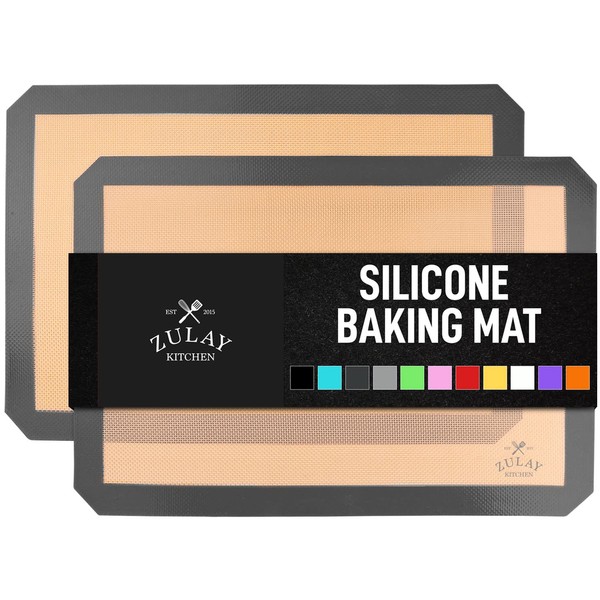 Zulay Kitchen 16.5"x11.6" 2-Pack Silicone Baking Mat Sheet - Reusable