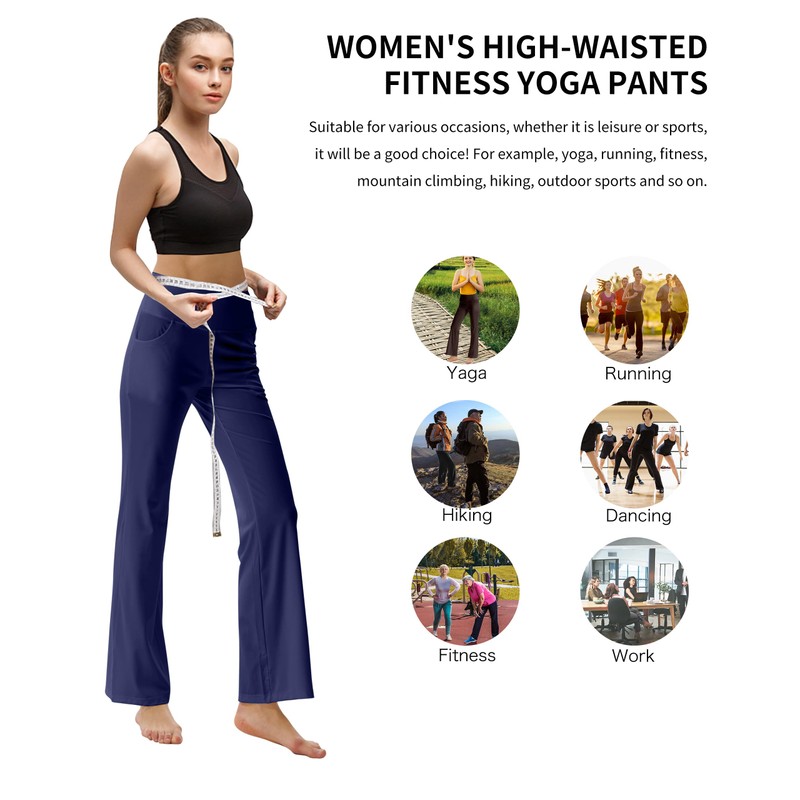 LaiEr Women's Bootcut Yoga Pants with Pockets, High Waist Flared