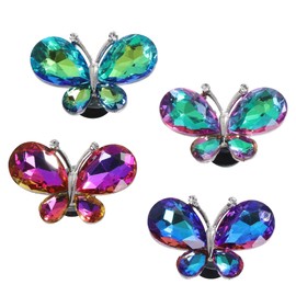 4PCS Crystal Butterfly Beach Bag Shoes Accessories Charms Alloy Glass Charms Compatible with Bogg Bags Women Accessories for Party and Birthday Gifts - Multicolor