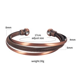 EnerMagiX Copper Magnetic Bracelets for Men Women, 99.9% Solid Copper Magnetic Cuff Bangle with Powerful Magnets (2023)