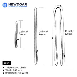 NewDoar Dyneema Climbing Sling 10 mm Loop Runner 22 KN 4840 lb Climbing Utility Rope Rock Climbing, Creating Anchor Systems, Abseiling Equipment, Perfect for Tree Work, Black/12 Inch (30 cm), 1 Piece