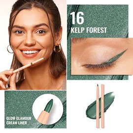 OULAC Matte Green Eye Liner Pencils Waterproof, Smudge-proof Retractable Eyeliner Lasts 24H +, Highly Pigmented and Smooth, Long-lasting Formula, Vegan 16 Kelp Forest