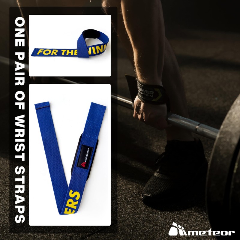 Meteor Weightlifting Straps for Enhanced Grip and Barbell Stability (Pair),