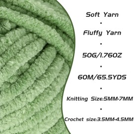 Fluffy Velvet Yarn for Crocheting, Chunky Chenille Baby Blanket Yarn for Crocheting, Soft Fuzzy Puzzle Yarn for Knitting, 50g/1.77oz Bulky Thick Amigurumi Crochet Yarns（Avocado Green）