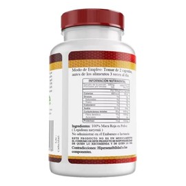 Maca Roja Pura Orgánica Premium 100 Capsulas 500mg