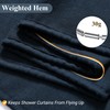 Naturoom Navy Blue Shower Curtain for Bathroom, Linen Textured Weighted