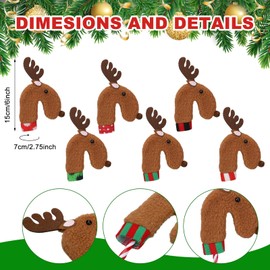 Poen 24 Pcs Felt Candy Cane Covers Party Decoration Candy Cane Holders Ornament Lollipop Sucker Cover for Thanksgiving Christmas Home Classroom Gift Party Favors, Candy Not Included(Reindeer)