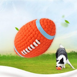 iNszkoos Squeaky Dog Ball Toy Natural Rubber Dog Chew Toys Dogs Football Rugby Ball Toy Durable Interactive Toy for Medium and Large Dogs for Relieve Boredom