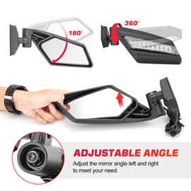 Wsays Side Rear View Mirrors with LED Turn Signal Lights Compatible with Can Am Maverick X3 XDS XRS Max R Turbo 2017-2024