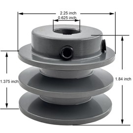 Saelno 2AK22-5/8 Double Groove Pulley,v Belt Pulley 5/8 inch bore 2.25" OD,Motor Pulley Cast Iron for A AX 3L 4L V-Belts,2AK2258 Pulley