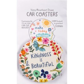 Primitives by Kathy Kindness is Beautiful; Make Today Awesome Decorative Car Coaster Set