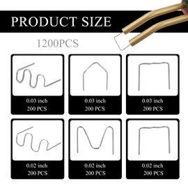 Hovom 1200PCS Plastic Welding Staples, 6 Sizes 0.6mm 0.8mm Big Wave Plastic Welder Staples, Stainless Steel Hot Staple for Car Bumper Repair, Bumper Welding Rods Repair Kit (1200PCS)