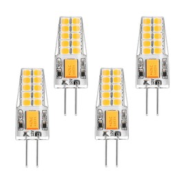 Minsily 4 Packs G4 LED Bulb 4.5W Equivalent to 45W T3 JC Type Bi-Pin G4 Base Halogen Bulb AC/DC 12V Warm White 3000K G4 Bulb for Under Cabinet Light Ceiling Lights RV Boats Outdoor Landscape Lighting