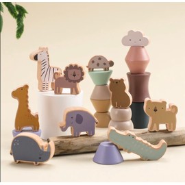 WONDER WIGGLES, DISCOVER THE MAGIC OF PLAY WITH WONDER WIGGLES Wooden Animal Figurine Set, Multicolor, Decorative Shelf Display