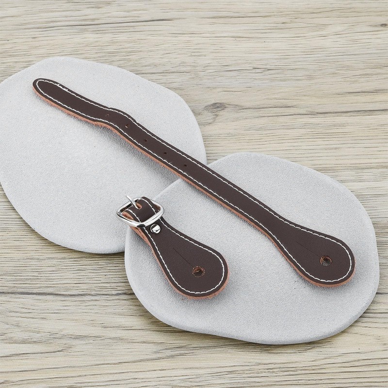 ECSiNG 2pcs Brown Leather Spur Straps Adjustable Single Ply Cowhide