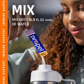 Propel Immune Support Electrolyte Enhanced Water Drink Mix Powder Packets, Variety Pack, 100% DV Vitamin C, Good source of Zinc, Zero Sugar Hydration with Electrolytes and Vitamins (30 Packets)