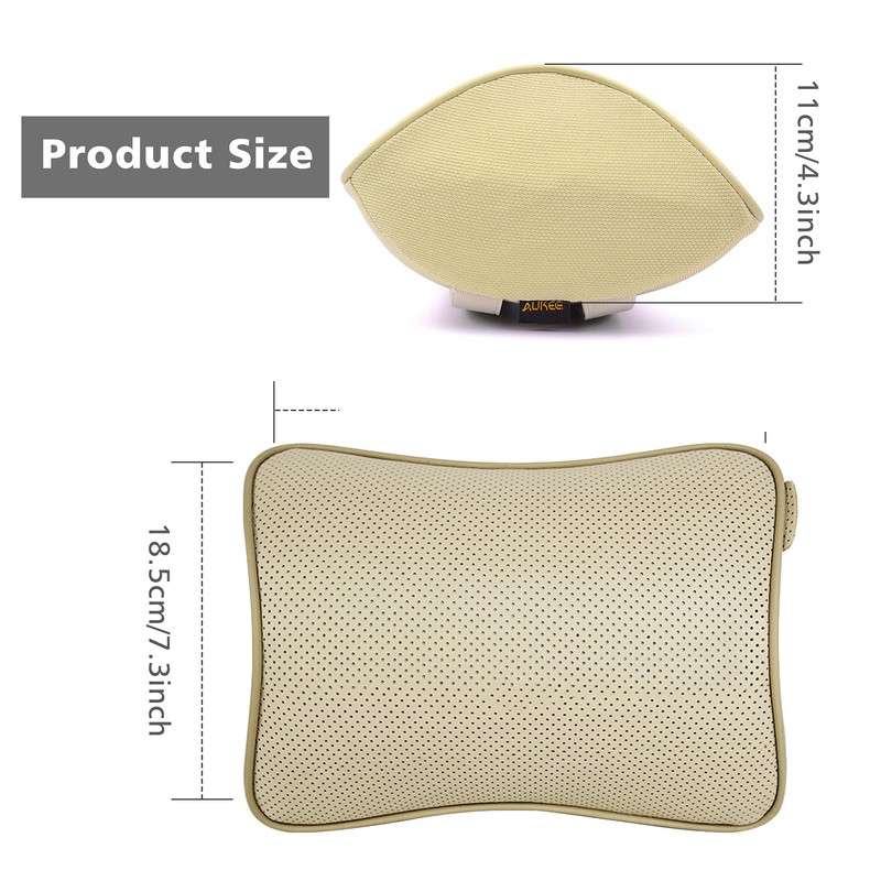 Aukee Car Neck Pillow Soft Memory Foam Leather Headrest for