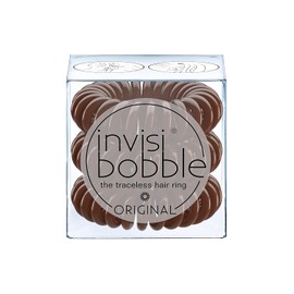 invisibobble Original Traceless Spiral Hair Ties With Strong Grip, Non-Soaking, Hair Accessories for Women- Pretzel Brown (Pack of 3)