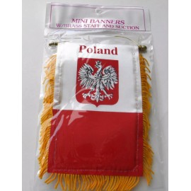 FI Poland Eagle MINI BANNER FLAG GREAT FOR CAR & HOME WINDOW MIRROR HANGING 2 SIDED
