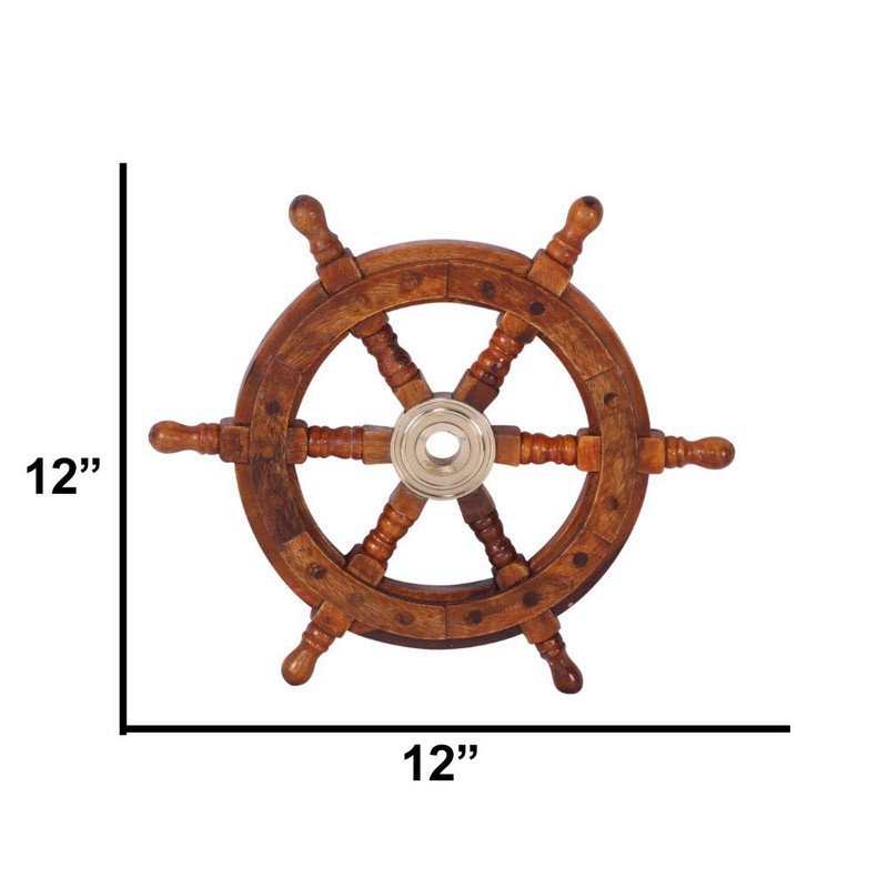TUP The Urban Port 12" Teak Wood Ship Wheel with