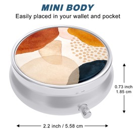 Aiawoxc Pill Case, Cute Travel Pill Box for Purse, Moisture ​Proof Small Pill Holder, Portable Pocket Pill Organizer Dispenser ​to Hold Vitamins, Cod Liver Oil and Supplements(Simple Abstract Art)