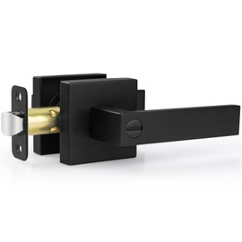 Estmoon 1 Pack Door Handle Black Interior Door Knobs, Keyless Privacy Door Lock for Bathroom, Heavy Duty Zinc Alloy, Door Lever Set for Bedroom Bathroom