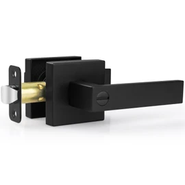 Estmoon 1 Pack Door Handle Black Interior Door Knobs, Keyless Privacy Door Lock for Bathroom, Heavy Duty Zinc Alloy, Door Lever Set for Bedroom Bathroom