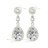 Kara Nicole Silver Wedding Earrings Crystal Rhinestone Big Long Drop