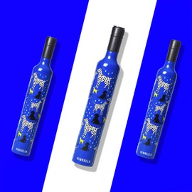 VINRELLA Wine Bottle Umbrella, Spot On Dog Print Blue Umbrella in a Bottle