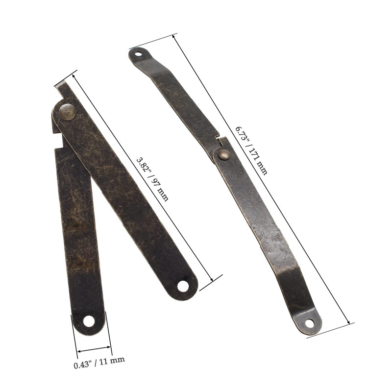 Jiozermi 2Pcs Bronze Lid Support Hinges, Left and Right Folding