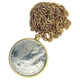 Generic 1922 PEACE SILVER DOLLAR GOLDPLATED PENDANT 24"" GOLDPLATE CHAIN EPPC75/52724, Standard