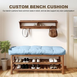 Bench Cushion 30 inches,Indoor/Outdoor Non-Slip Tufted Cushions, Premium Waterproof Linen, Soft Piano Sofa Cushions, Entryway Storage, Bay Window, High-Density Memory Foam(Grey Blue-30x14x4in)