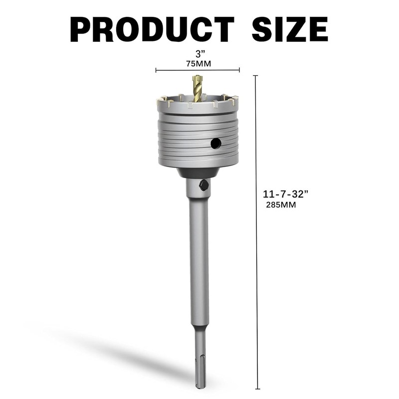 METOTY 3" Concrete Hole Saw,75mm Masonry Hole Saw, with 220mm