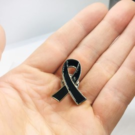 25pcs Black Ribbon Pins Melanoma Awareness Products Funeral Mourning Pin