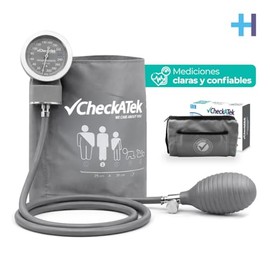 Checkatek Baumanómetro Aneroide Manual Eco para Adulto, Medidor de Presión Arterial de Brazo con Brazal Ajustable, Manómetro de Fácil Lectura, Estuche de Transporte, Equipo Médico Básico