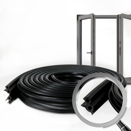 Window Seals For Plastic Windows, Window Seal For Wooden Windows, S-1387 black, 5 M, Window Seal, Rubber Sealing Tape, Polyvinyl Chloride Unplasticised (PVC-U), Door Seal, Rubber Window Seal