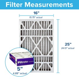 Filtrete 16x25x5 AC Furnace Air Filter, MPR 1550, MERV 12, Fits Honeywell & Trion AirBear, CERTIFIED Asthma & Allergy Friendly, Electrostatic Air Filter, 1-Pack (actual size 15.75 x 24.13 x 4.88)