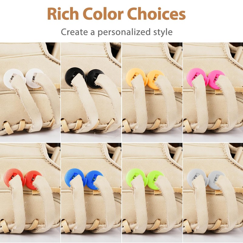 Glove Locks, 8-Pack Baseball/Softball Glove Lace Locks – Vibrant Colors,