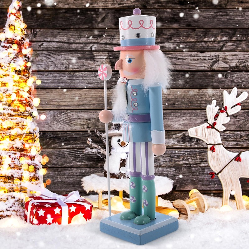 Gatuida Nutcracker Christmas Decorations: 25cm Wooden Nutcracker Soldier Traditional Xmas