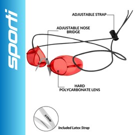 Sporti Antifog Swedish Goggle + Bungee Strap (Red)