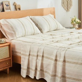 Gogreen 4PC Deep Pocket King Sheet Set Fit 16", Breathable Microfiber Super Soft King Size Sheet Set, Luxury Hotel Style Home Decor King Bed Sheet Set, Gift for Women, Men - Yellow Stripe