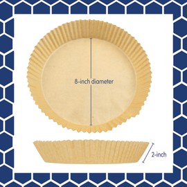 10 Pack | 8 Inch Sturdy Round Parchment Air Fryer Liners - fits most 5 to 8 Quart Air Fryer Baskets - Unbleached Disposable Parchment Paper (30)