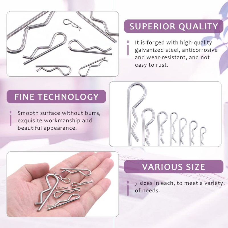 Swpeet 110Pcs 304 Stainless Steel Cotter Pin Hair Pin Hitch
